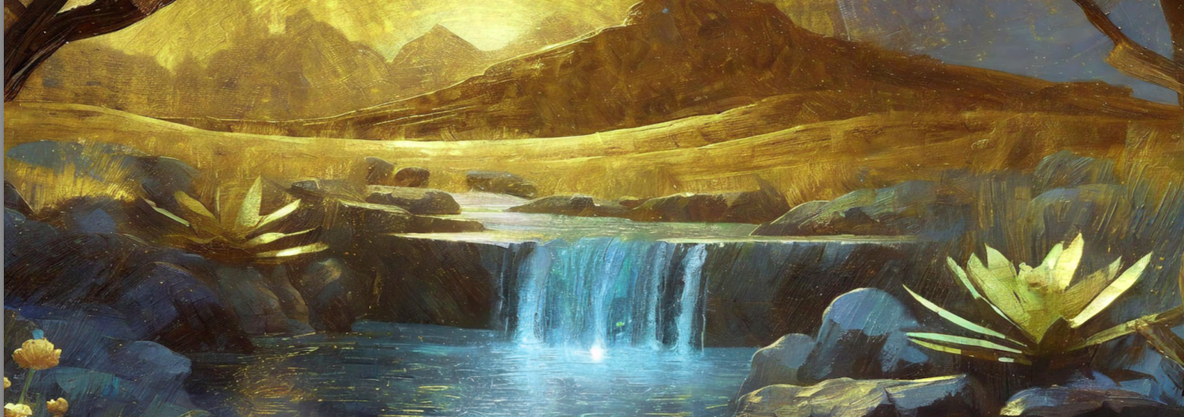 Waterfall in tropical, mountainous location